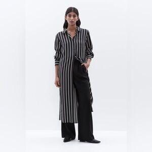 Boohoo Striped Black and White Long Shirt Dress